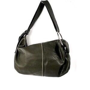 Y2K Robert Pietri Olive Green Leather Shoulder Bag Handbag Purse Silver Hardware